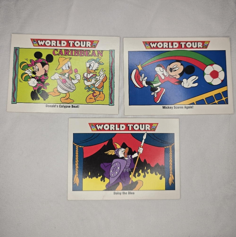 Disney Impel Mickey World Tour set of 3 Carribean #178, Soccer #184 & Opera #189